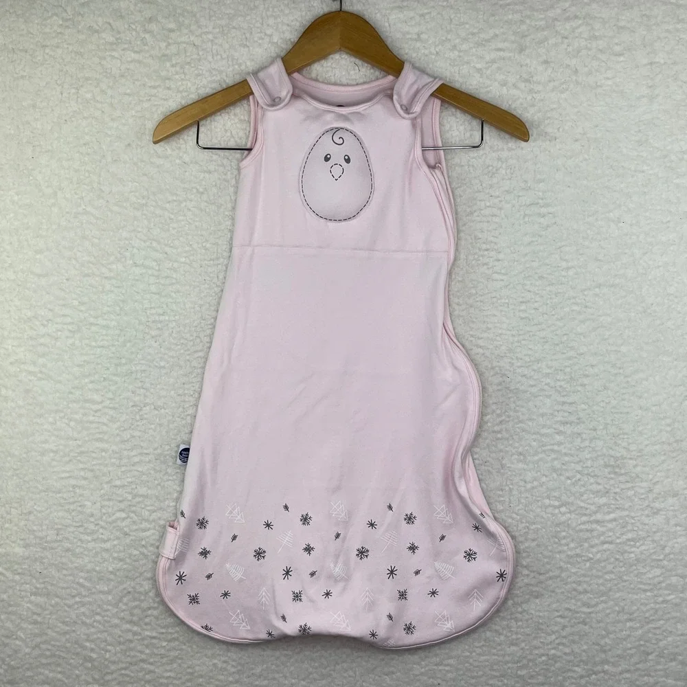 Nested Bean Zen Bag Pink Weighted Sleep Sack 0-6 Months Winter Snowflake Print